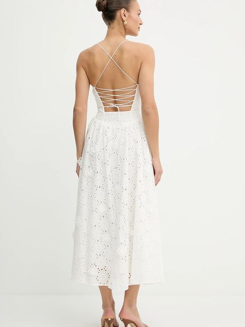 Bardot sukienka bawełniana kolor biały maxi rozkloszowana 59786DB2 - zdjęcie produktu nr 2