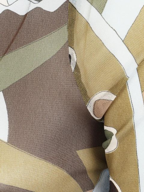 PUCCI Vivara print tulle crop top - Brown