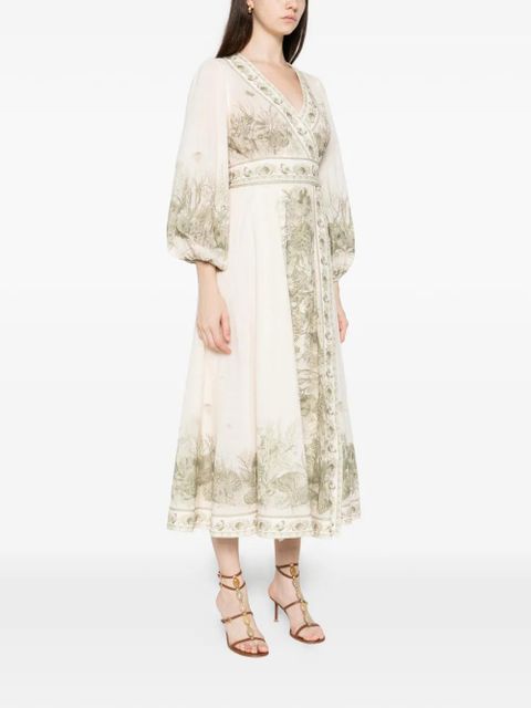 ZIMMERMANN Wanderlust wrap midi dress - Neutrals - zdjęcie produktu nr 2
