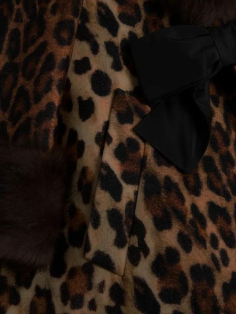 Valentino Garavani spotted shearling bow coat - Brown