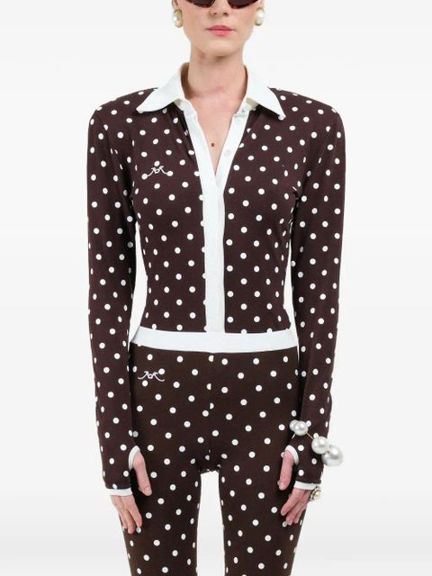 Rowen Rose polka-dots long-sleeves polo - Brown - zdjęcie produktu nr 1
