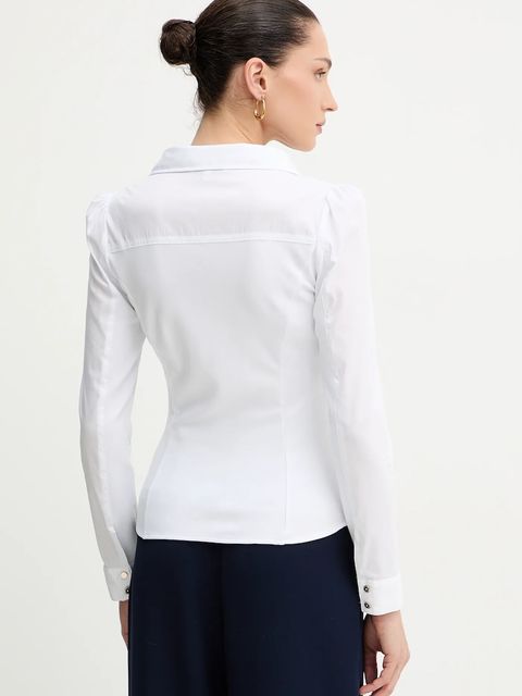 Morgan koszula damska kolor biały slim z kołnierzykiem klasycznym CARAM1.N