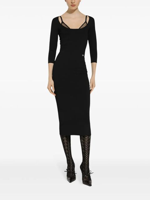 Dolce & Gabbana logo-plaque midi dress - Black