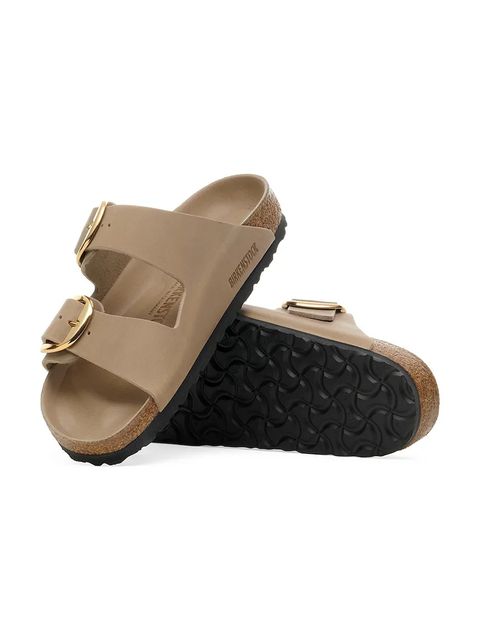 Birkenstock klapki skórzane Boston Big Buckle damskie kolor beżowy 1030395
