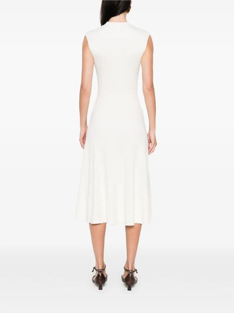 Maje Amour ribbed-knitted midi dress - White