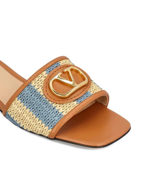Valentino Garavani logo-embellished woven sandals - Neutrals
