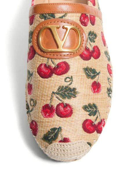 Valentino Garavani 25mm VLogo Signature Cherryfic-print mules - Neutrals