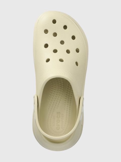 Crocs klapki Classic Mega Crush Clog damskie kolor beżowy na platformie 207988