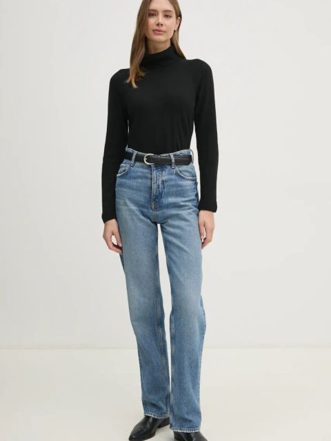 United Colors of Benetton sweter z domieszką wełny damski kolor czarny lekki z golfem 1035D2551