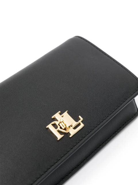 Lauren Ralph Lauren logo-lettering leather crossbody bag - Black
