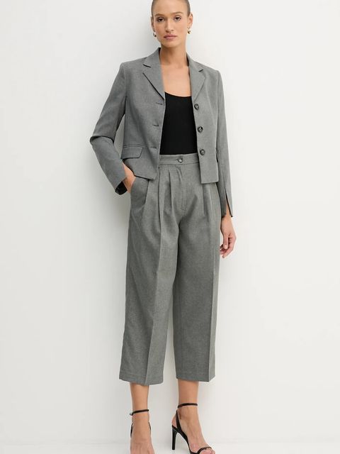 Sisley spodnie damskie kolor szary fason cygaretki high waist 4V99LF07S - zdjęcie produktu nr 2