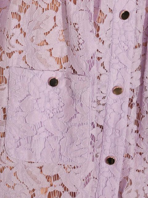 Self-Portrait lace button-up midi dress - Purple