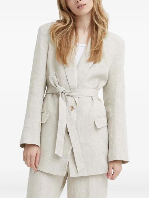 ALOHAS belted linen blazer - Neutrals - zdjęcie produktu nr 1