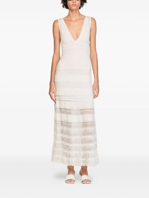 SANDRO pointelle-knit tiered maxi dress - Neutrals - zdjęcie produktu nr 2