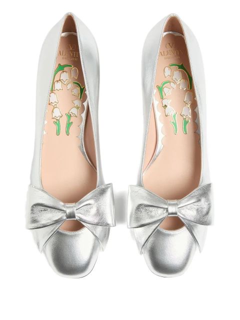 Valentino Garavani 45mm Bowow leather pumps - Silver