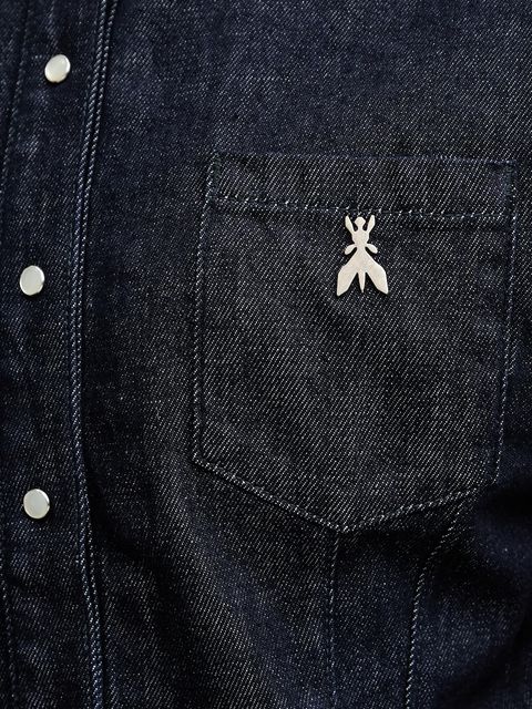 Patrizia Pepe koszula jeansowa damska kolor granatowy regular z kołnierzykiem klasycznym 8C0795 D113