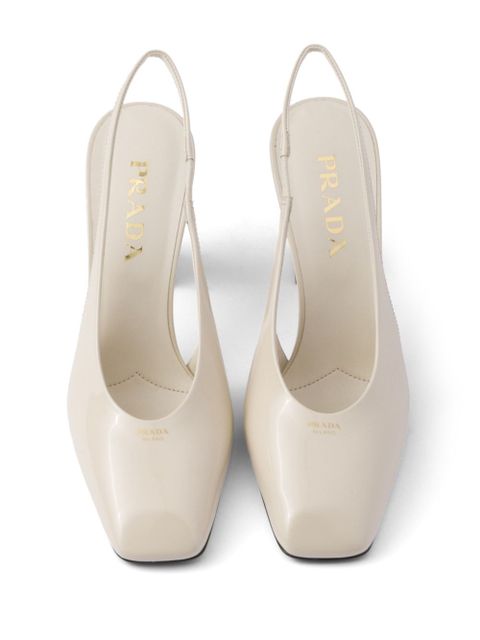 Prada 85mm leather slingback pumps - Neutrals