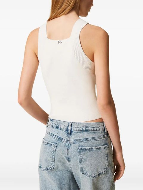 TWINSET ribbed racer-neck top - White - zdjęcie produktu nr 2