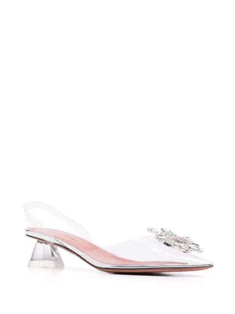 Amina Muaddi crystal-buckle slingback mules - Neutrals