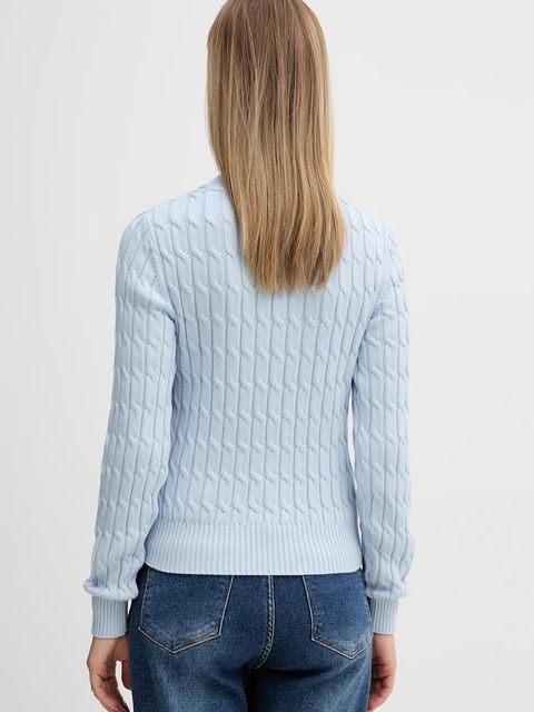 Tommy Hilfiger sweter bawełniany damski kolor niebieski z półgolfem WW0WW47644 - zdjęcie produktu nr 2