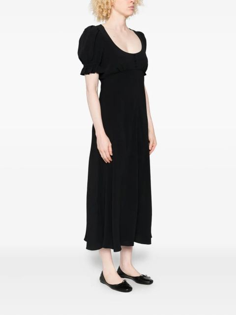 Chloé puff-sleeve button-front midi dress - Black