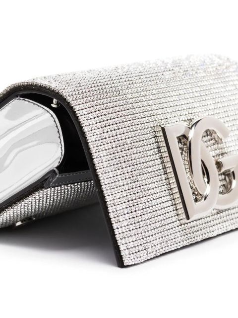Dolce & Gabbana DG-logo crystal-embellished shoulder bag - Neutrals