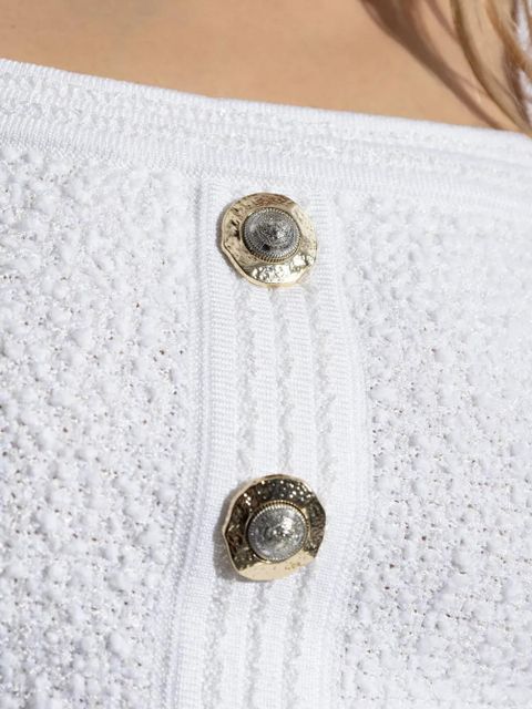 Balmain button-embellished cropped top - Neutrals