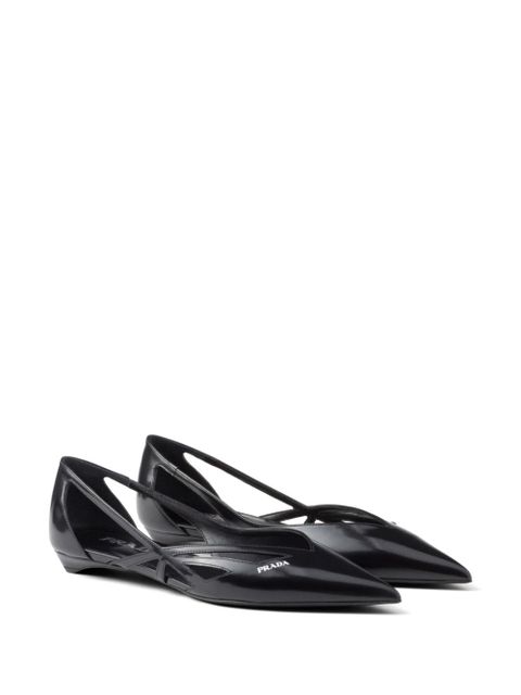 Prada leather cut-out ballerinas - Black