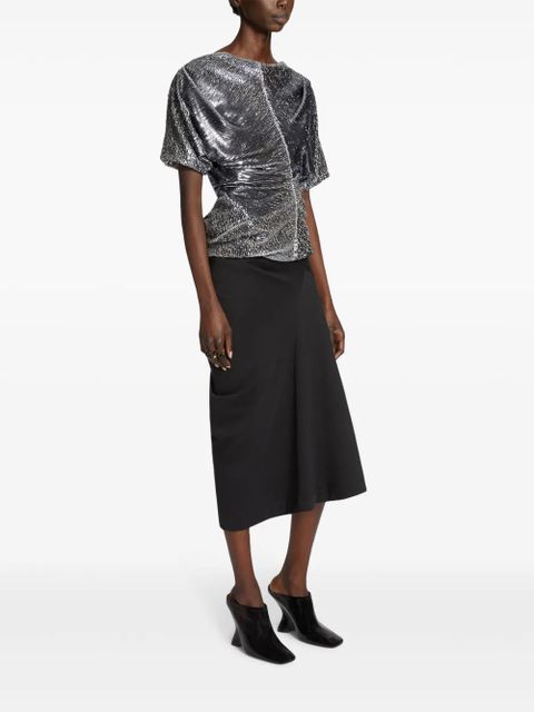 DRIES VAN NOTEN draped cotton midi skirt - Black