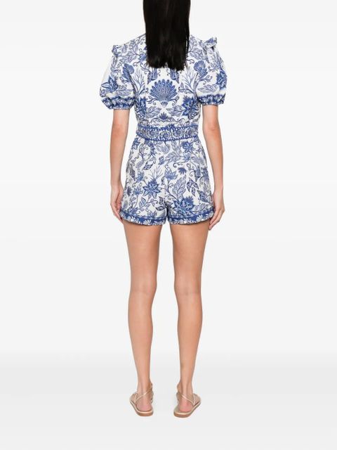 FARM Rio Shell Garden playsuit - White