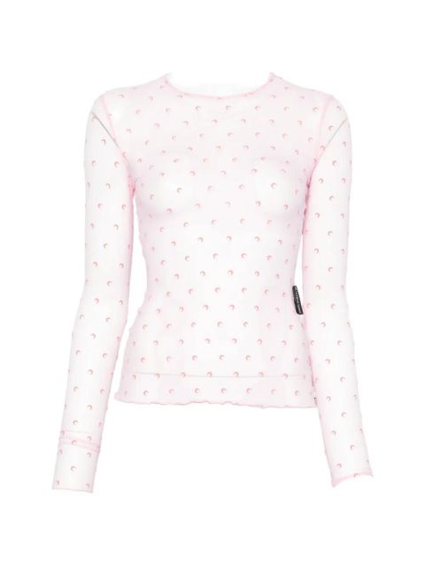 Marine Serre moon-print long-sleeve T-shirt - Pink - zdjęcie produktu nr 1