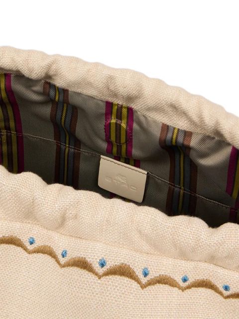 ETRO large Kalispera embroidery drawstring shoulder bag - Neutrals