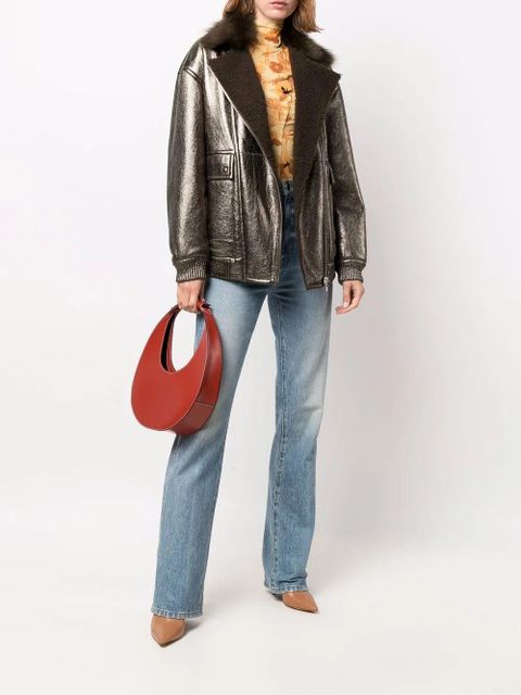 Yves Salomon longline leather jacket - Metallic - zdjęcie produktu nr 2