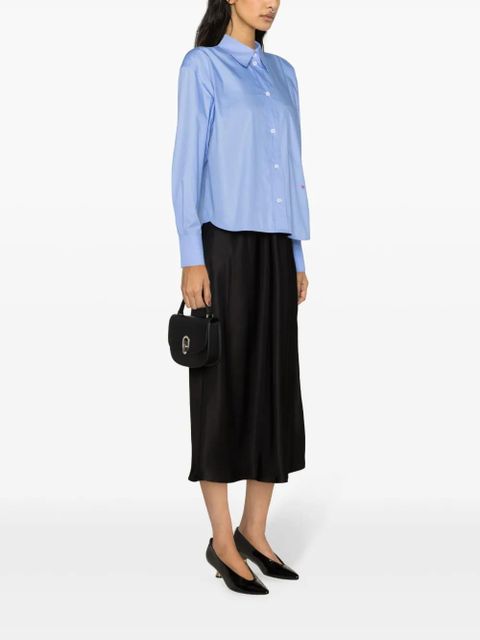 Victoria Beckham logo-embroidered cotton shirt - Blue - zdjęcie produktu nr 2