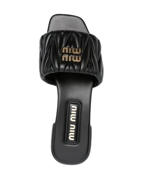 Miu Miu matelassé leather sandals - Black - zdjęcie produktu nr 2