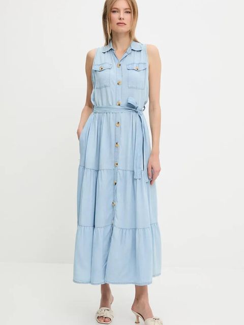 Answear.LAB sukienka kolor niebieski maxi rozkloszowana - zdjęcie produktu nr 1