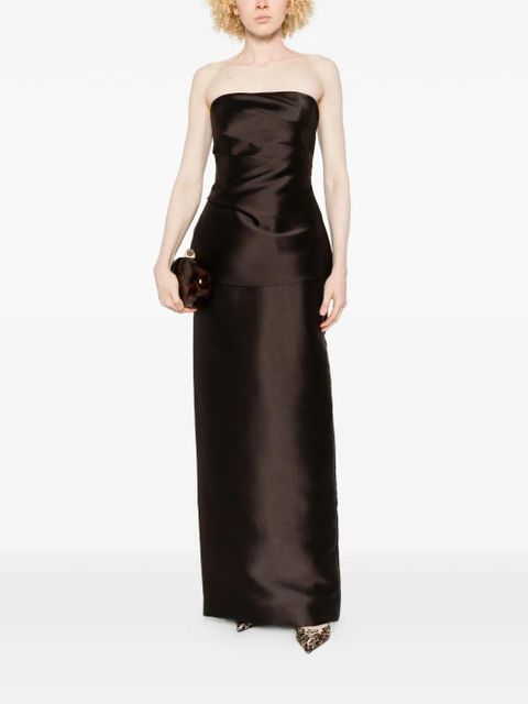 Solace London Lucille strapless peplum maxi dress - Brown - zdjęcie produktu nr 2