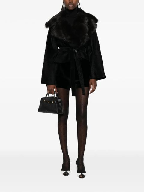 Nour Hammour Leontine shearling shorts - Black - zdjęcie produktu nr 2