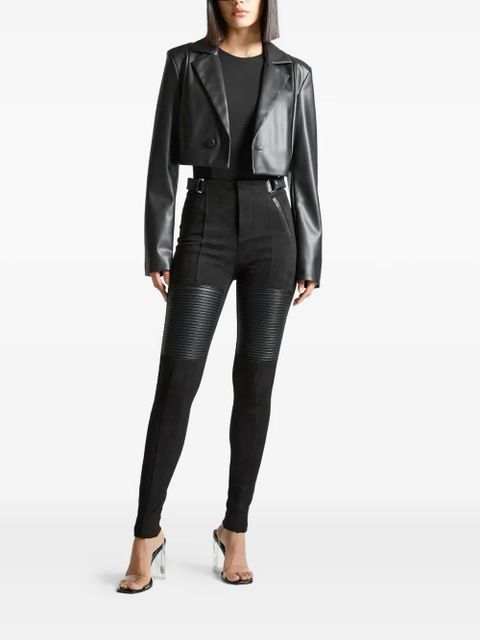 Manière De Voir ribbed knee panel eiffel plaque leggings - Black - zdjęcie produktu nr 2