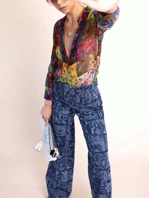 Chloé graphic-print semi-sheer shirt - Green - zdjęcie produktu nr 2