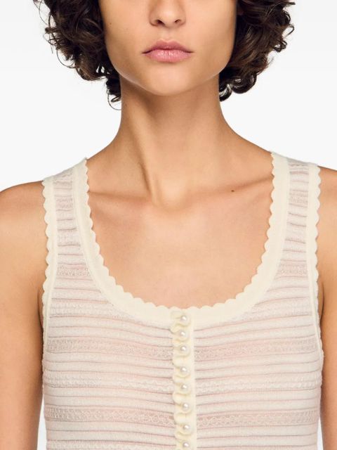 SANDRO pearl-button knitted bodysuit - White