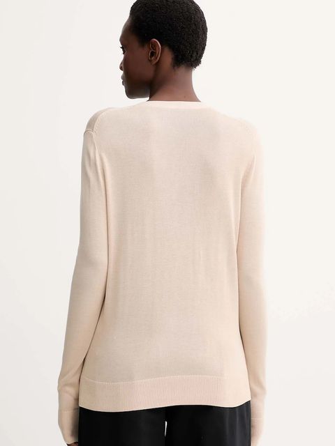 Calvin Klein kardigan damski kolor beżowy lekki LV044C346G