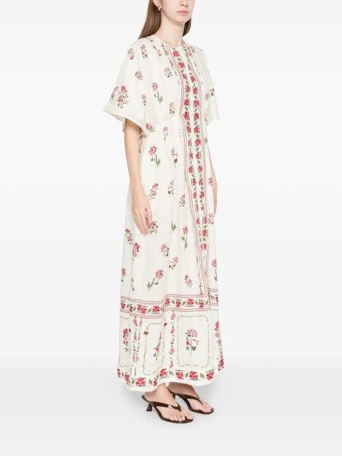 Agua By Agua Bendita Gesto Quebrada floral maxi dress - Neutrals