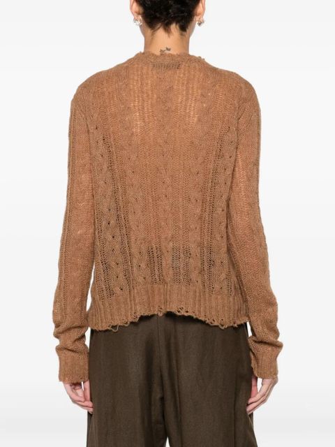 Alanui cable-knit frayed sweater - Brown