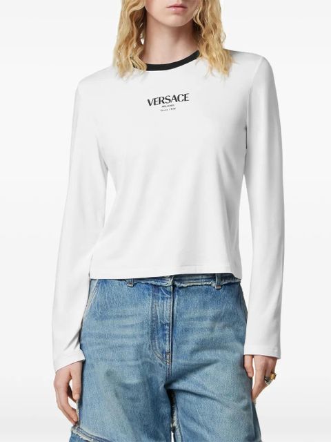 Versace long-sleeved logo-motif top - White