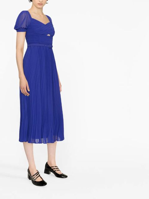 Self-Portrait sweetheart-neck dress - Blue