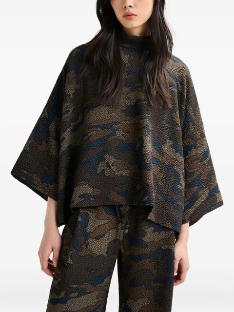 Essentiel Antwerp camouflage-pattern high-neck blouse - Brown - zdjęcie produktu nr 2