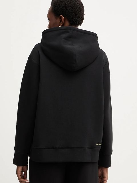 Karl Lagerfeld bluza damska kolor czarny z kapturem gładka B1W20013