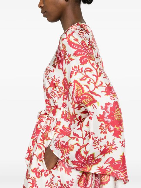 ETRO floral-print tie-waist mini dress - White