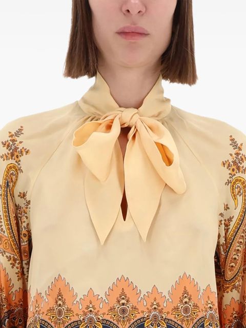 ETRO paisley-pattern bow blouse - Neutrals